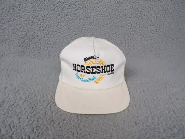 Vintage Binions Horseshoe Mens Hat Cap Snapback White Trucker Casino USA Made