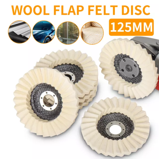 5Pcs 125mm Wool Felt Flap Disc Polishing Buffing Wheel For Metal Angle Grinder