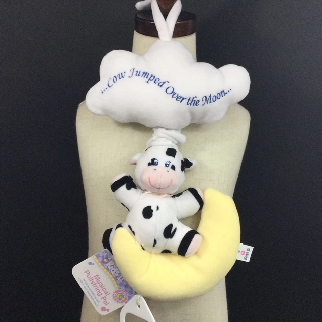 Vintage 1999 Kids II Musical Pull String Pal Plush Cow Jumped over the Moon, NWT