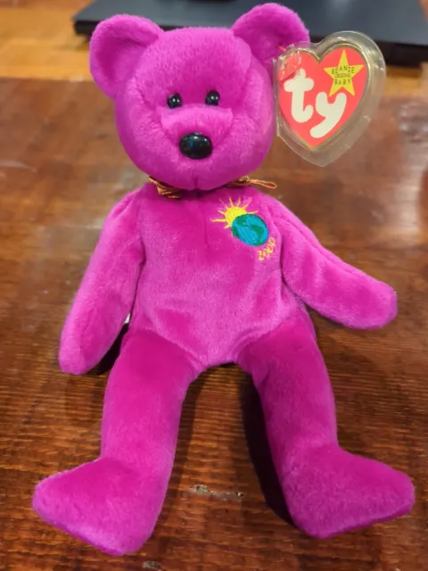 Ty Beanie Baby Millennium “Millenium” Bear 1999 Retired With Tag Errors RARE