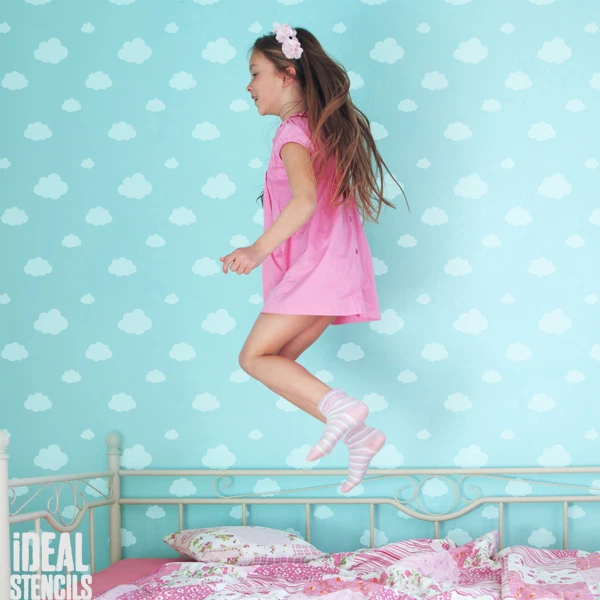 CLOUD SKY WALLPAPER painting Stencil Nursery Paint cloud walls fabrics