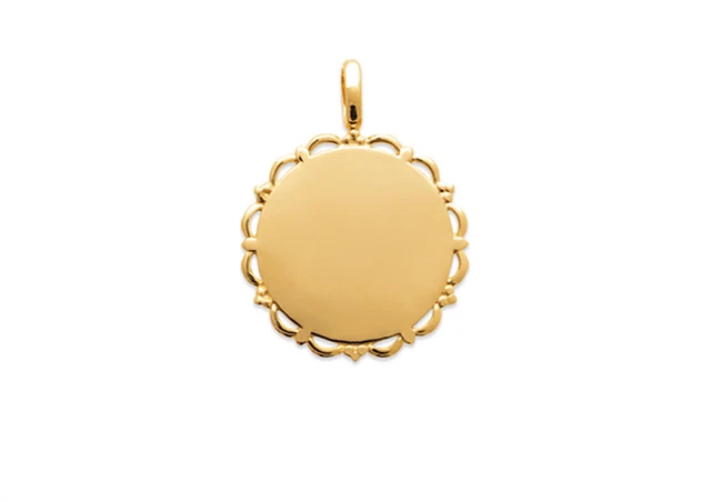 Pendentif plaque ronde or 18 carats 16 mm mat hélice - bijou personnalisé, gravure