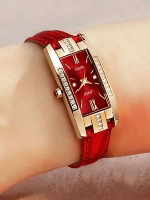 Armbanduhr Modeschmuck Uhren  Quarzuhr Strass Damen Mädchen Rot Geschenk Neu