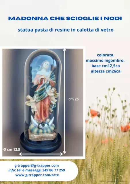 Statua della Madonna che scioglie i nodi colorata in campana di vetro