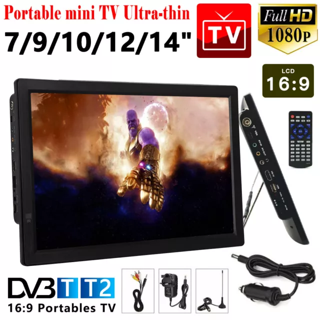 10''/12''/14"/15.4'' Portable Digital TV Television 1080P Video USB/AV/HDMI UK