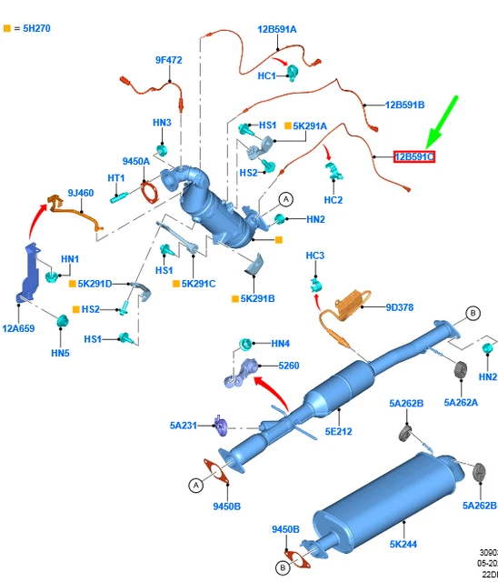 FORD RANGER T6 MK1 Exhaust Gas Temperature Sensor 2217161 NEW GENUINE £