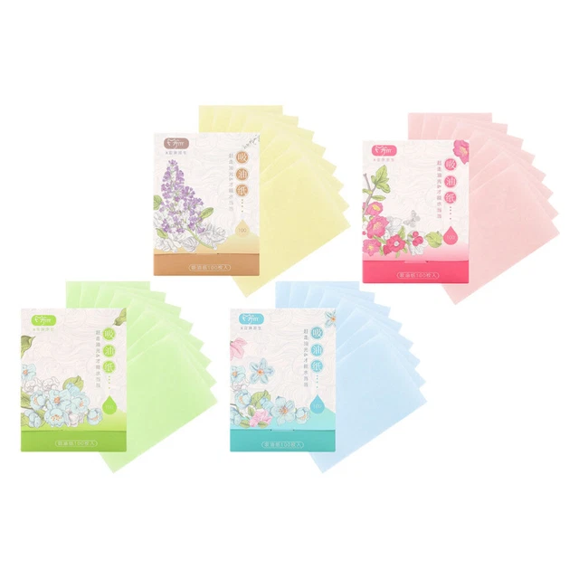 4 Cajas Hojas Absorbidoras de Aceite Portátil -Blot -Aceite de Papel -Tela de Control para