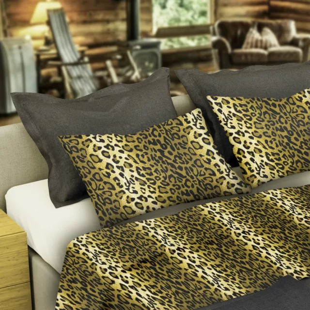 Completo Letto matrimoniale LEOPARDO Puro Cotone Set Leopardato MORFEO