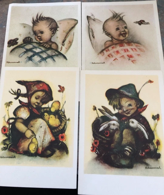 Ars Sacra Hummel Kids Bunny Yellow Chicks Note Cards ~4~ Lot Vtg 1942 UNUSED