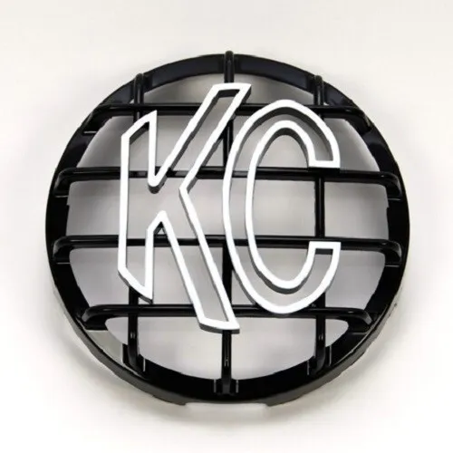 KC Hilites 6" Round ABS Stone Guard ABS Plastic Black w/ White KC Logo 7210
