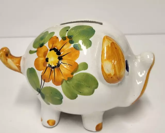 VINTAGE Ceramic Piggy Bank  figurine Hand painted Pig Italy