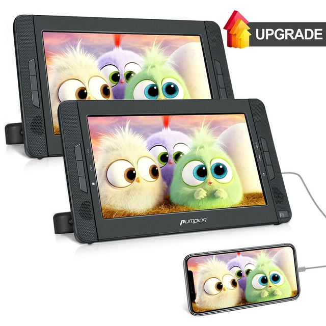 2X10.1" Tragbarer DVD Player Auto Kopfstütze LCD Monitor TV Bildschirm HDMI AKKU