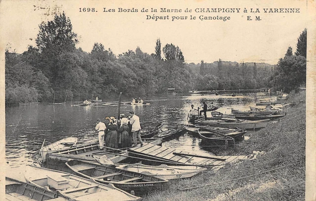 Cpa 94 Les Bords De La Marne De Champigny A La Varenne Depart Pour Le Canotage