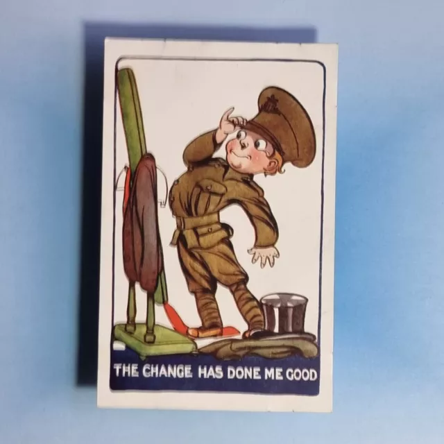 WW1 Military Comic Postcard C1915 Tommy Uniform Call Up Change Top Hat