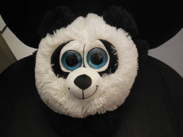 grand doudou peluche boule gros yeux panda noir blanc SUNKID 25cm