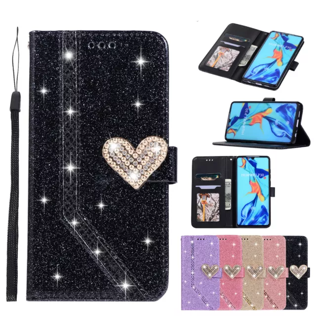 For Samsung S22 S21 S20 S23 S10 Luxury Bling PU Leather Wallet Case Phone Cover