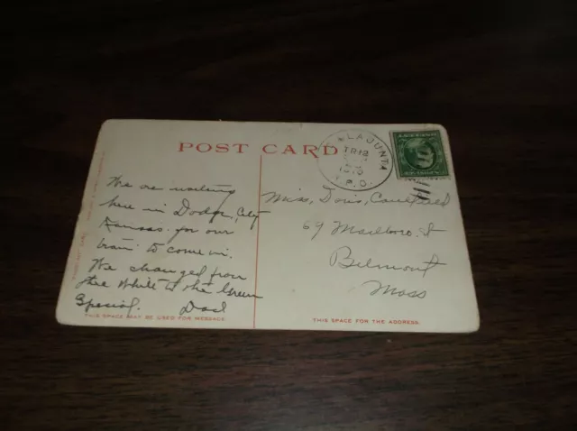 1910 Atsf Santa Fe Train #12 Kansas City & La Junta Rpo Handled Post Card