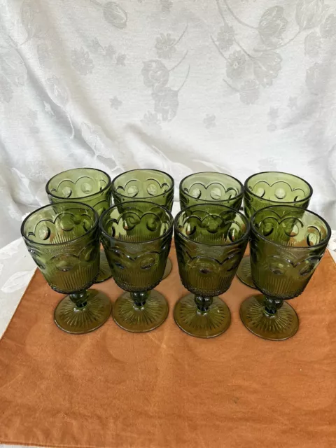 8 VTG St. Genevieve 5-3/4" Tall Green Wine Goblets  by Bartlett Collins