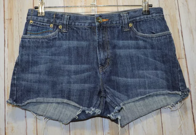 Womens Prefaded Denim Petrol Heartbreaker Flat Front Shorts Size 12 very good