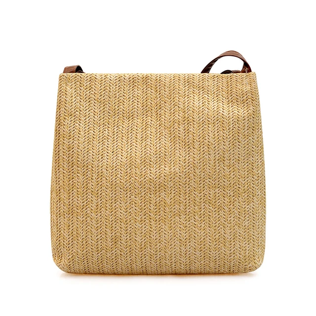 Summer Love Straw Woven Handbags Women Knitted Bucket Shoulder Bag (Camel) 10