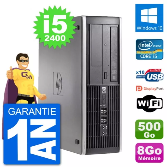 PC HP Compaq 6200 Pro SFF Intel i5-2400 RAM 8Go Disque Dur 500Go Windows 10 Wifi