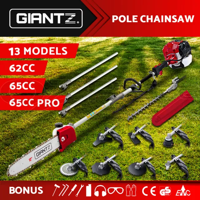 Giantz Petrol Pole Chainsaw Hedge Trimmer Brush Whipper Snipper 62/65/75CC