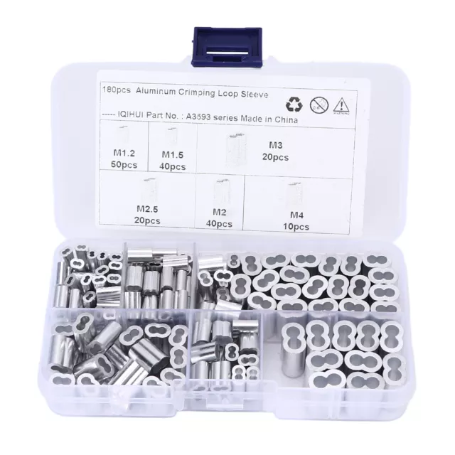 180X Crimping Loop Sleeve Kit 6Size Double Barrel Ferrule For Wire Rope Cable