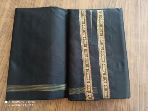 New Latest Art Silk Dhoti Lungi Black Men /Women Banaras Puja Fashion Gift