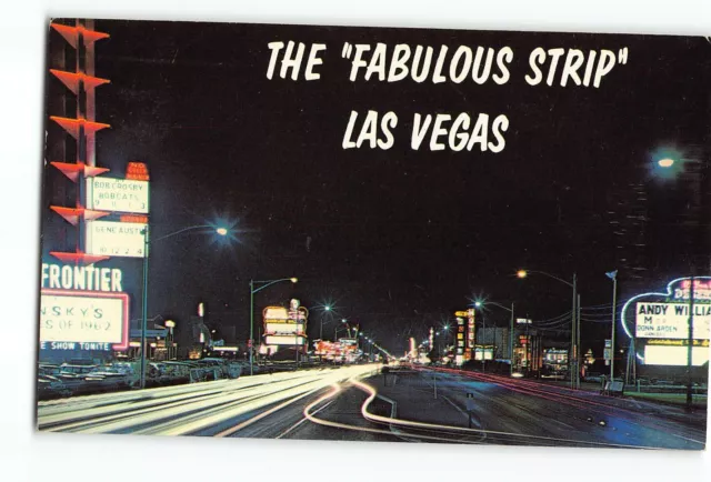 Old Vintage 1964 Postcard of THE FABULOUS STRIP Las Vegas Nevada