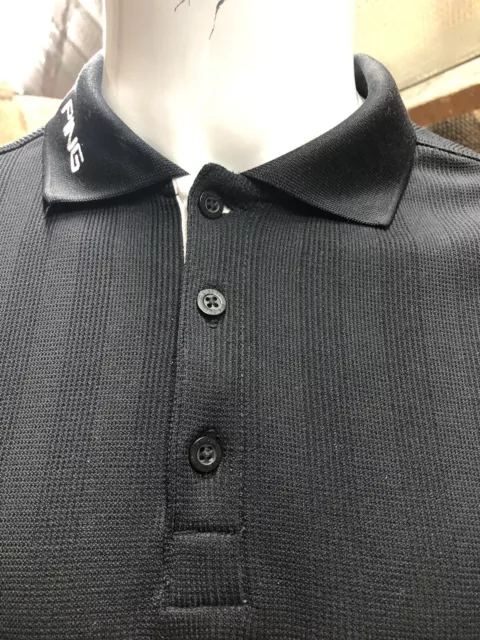 Camicia da golf da uomo PING Collection bianca e nera a maniche lunghe taglia small 3