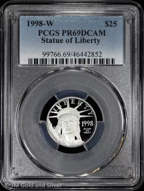 1998-W Proof $25 1/4 oz Platinum Eagle Statue of Liberty PCGS PR 69 DCAM