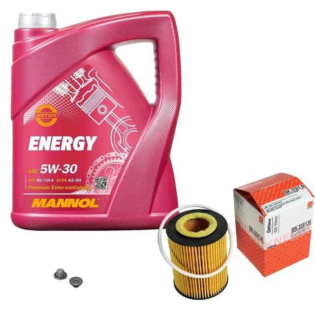 Pacchetto Tagliando Auto: Olio MANNOL Energy 5W-30 (5L) + Filtro Olio, Aria E Abitacolo