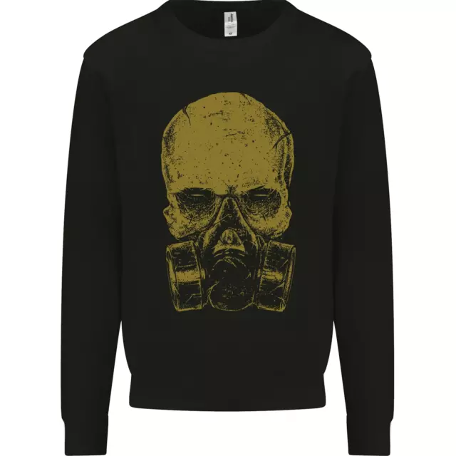 Gold Skull Gas Mask Biker Gothic Mens Sweatshirt Jumper