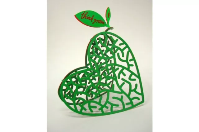 David Gerstein Oggetto Cuore Think green Scultura Taglio Laser Pop Art