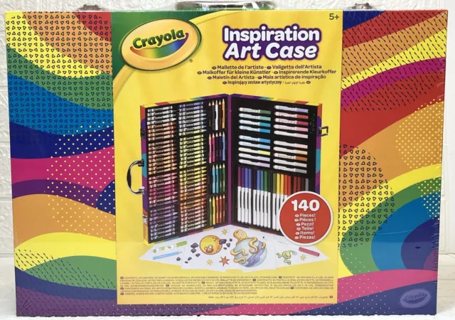 New Crayola Inspiration Art Case 140 Piece Portable Travel Set Retro Print #2