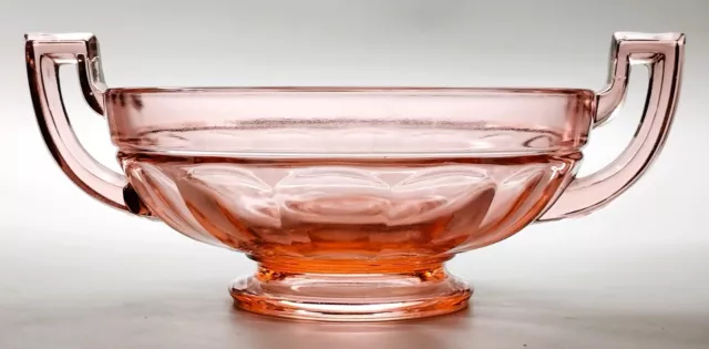 Val St Lambert Art Deco 1930s Luxval Range Neomie Old Rose Twin Handled Bowl