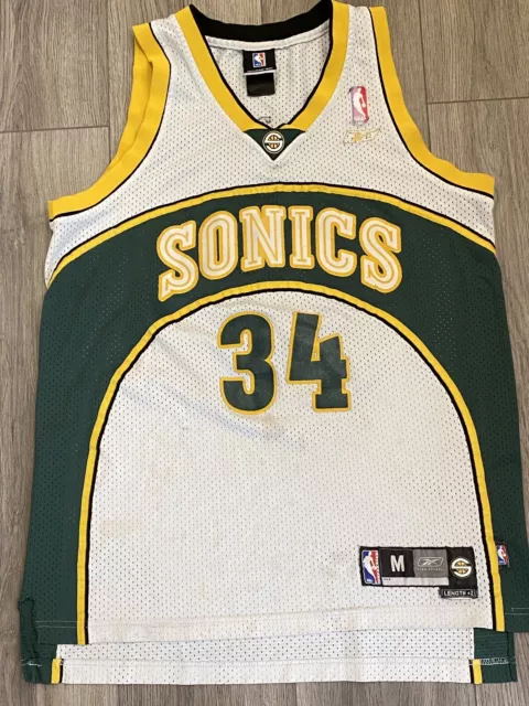 Vintage Seattle Sonics Yellow Kids Nike NBA 34 Allen Jersey 