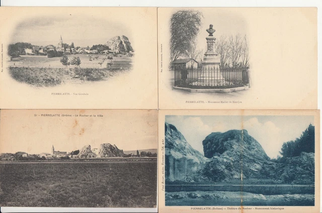 Lot de 4 cartes postales anciennes old postcards PIERRELATTE DRÔME
