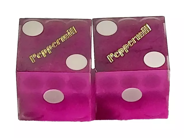 Dice Peppermill Casino Reno NV 1 Pair(2-Dice) 19mm Purple Frosted