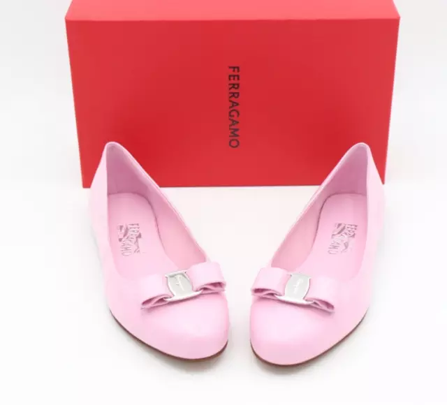 NIB Salvatore Ferragamo Varina Pink Croc Embossed Leather Ballet Flats 11 41