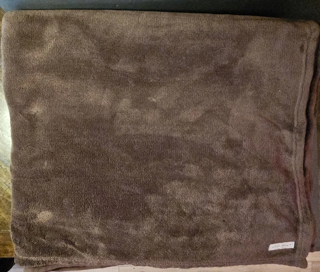 Eddie Bauer King Size Blanket, Brown, Cotton Fleece Style