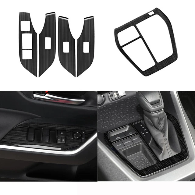 Black Titanium Window LIFT Gear Shift Panel Cover Trim For Toyota RAV4 2019-2022