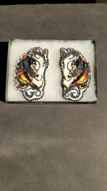 Native American Indian Handmade  Earrings Paint Horse