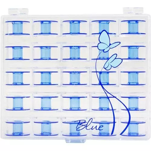 Janome Blue Special Edition Bobbins with Plastic Storage Case 2518P Elna Bobbin