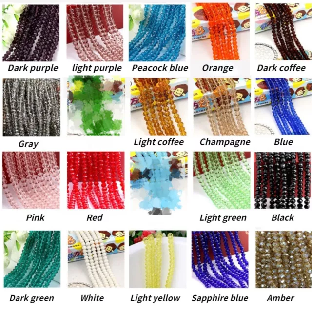 10X Crystal Glass Faceted Rondelle Beads Loose Spacer Beads Crafts DIY Decor