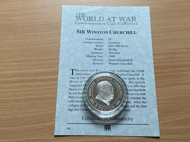 Westminster Coin, Sir Winston Churchill £5, Silver Proof, World at War