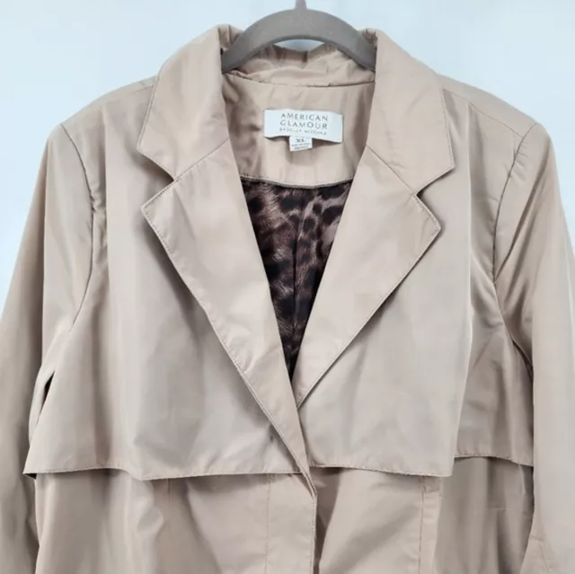 American Glamour Badgley Mischka Tan Short Trench Coat BNWT XL 3