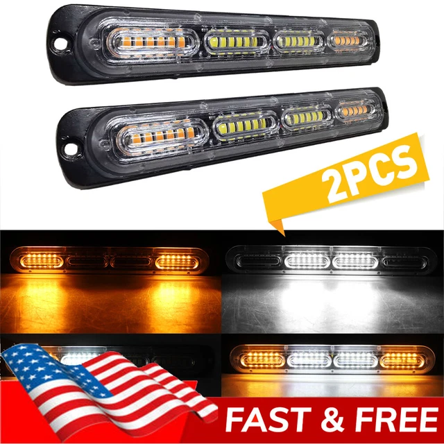 2PCS 24LED Emergency Warning Hazard Flash Strobe Light Bar Car Truck Amber/White