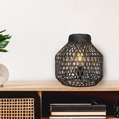 Lampe de table déco en bambou gris E27 lampe à poser compatible LED
