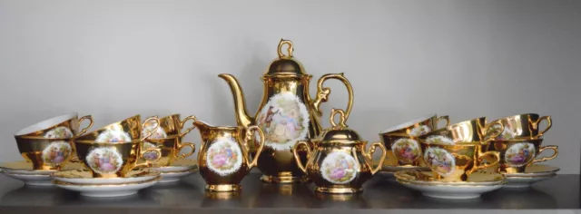 Service à thé ou café en Porcelaine doré Bavaria, 12 personnes